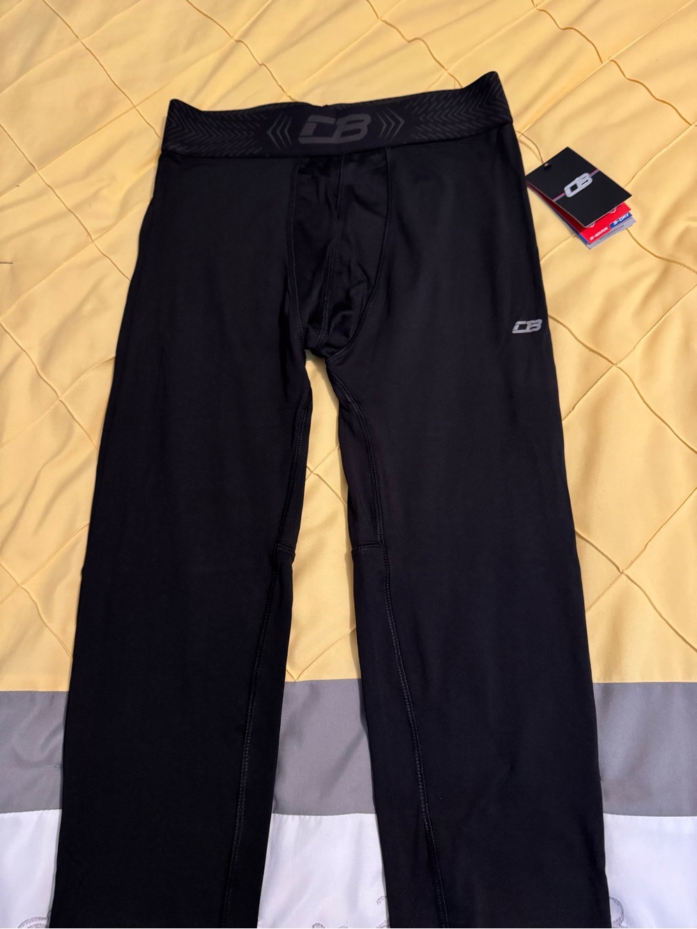 CB Performance Men's Black Compression Pants Tapered Leg
